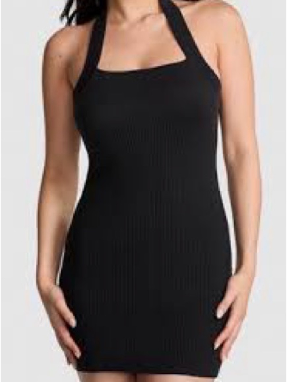 victoria’s secret PINK x Frankie’s bikinis Black ribbed knit halter mini dress